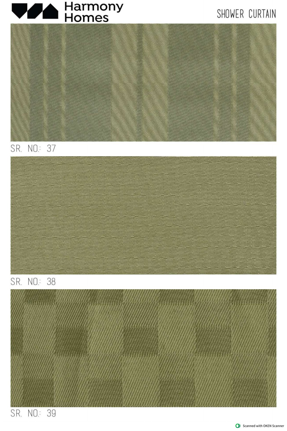 Shower curtain design sheet serial numbers 37 to 39