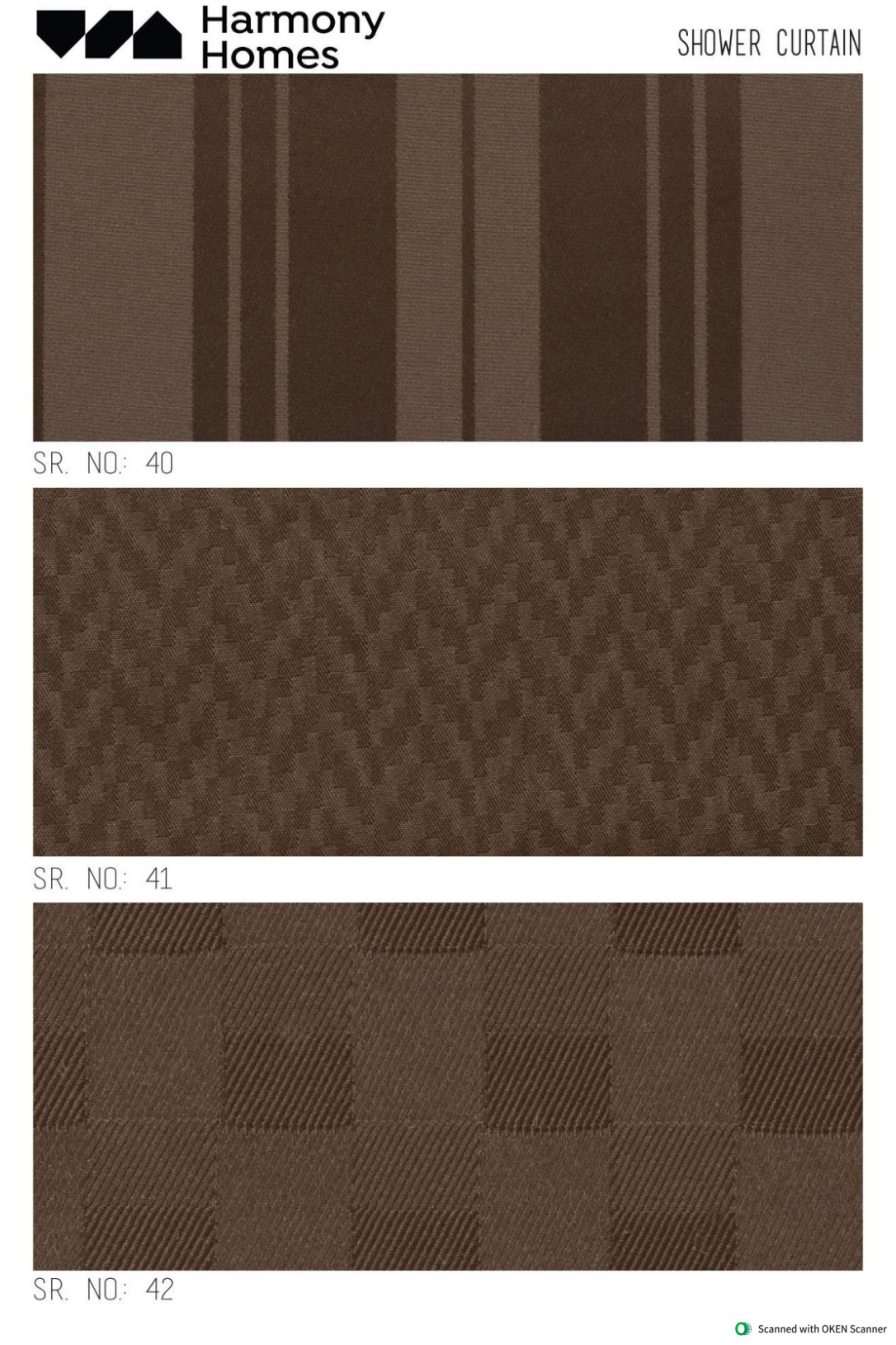 Shower curtain design sheet serial numbers 40 to 42